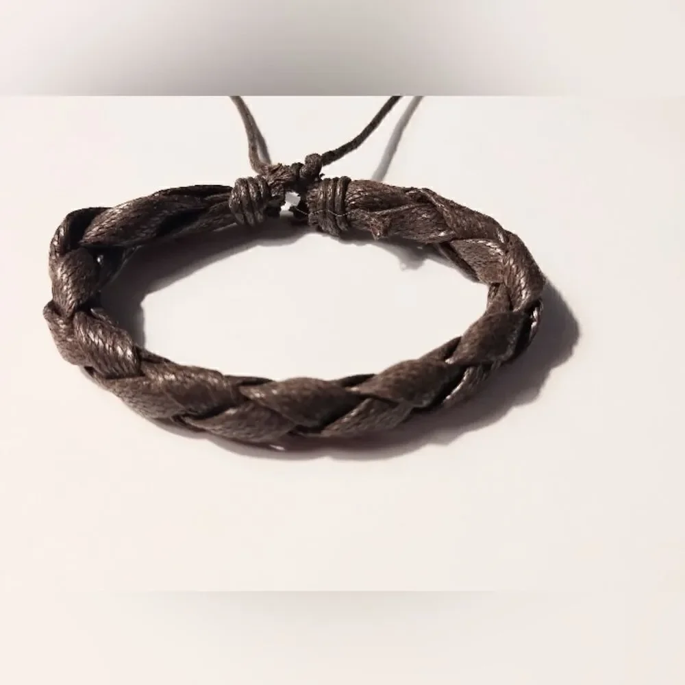 Men's‎ bracelet leather braided brown new d20